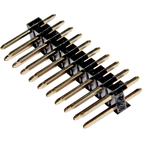 Barra de pines macho doble paso 2.54mm 4 a 80 vías serie BPDC - 28 pin