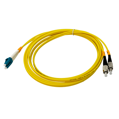 JFSLF3. Cable puente de fibra óptica monomodo SM dúplex de 3 metros con conectores LC a FC, núcleo de 9/125 µm y cubierta LSZH (libre de halógenos)