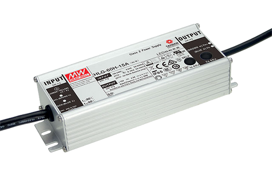 Driver LED carcasa metálica voltaje 60W HLG-60H - AB - Ajuste Potenciómetro (Io) + 3 en 1 - 48V