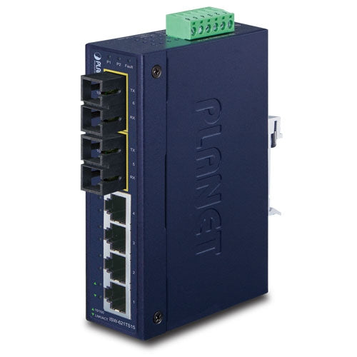 Switch Ethernet Industrial Monomodo de 4+2 Puertos 100FX - 20 Km (Temperatura de Funcionamiento de -40 ~ 75 Grados C)