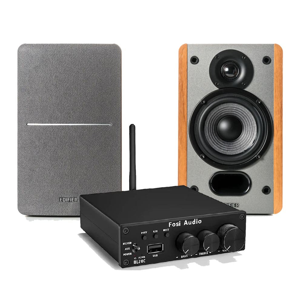 Amplificador de Potencia Fosi Audio BL20C + Sistema de Altavoces Pasivos Edifier P12 Potencia 20W Alta Fidelidad