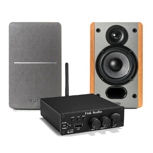 Amplificador de Potencia Fosi Audio BL20C + Sistema de Altavoces Pasivos Edifier P12 Potencia 20W Alta Fidelidad