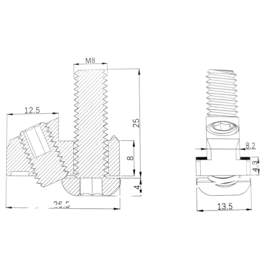 Conector de núcleo roscado para perfil de ranura T de 40 mm