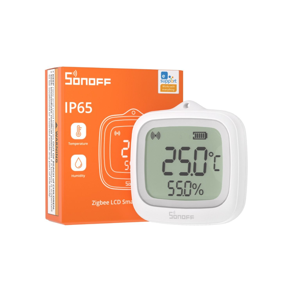 Detector de Temperatura y Humedad con Protocolo Zigbee Clasificación IP65 Pantalla Integrada – Sonoff SNZB-02WD