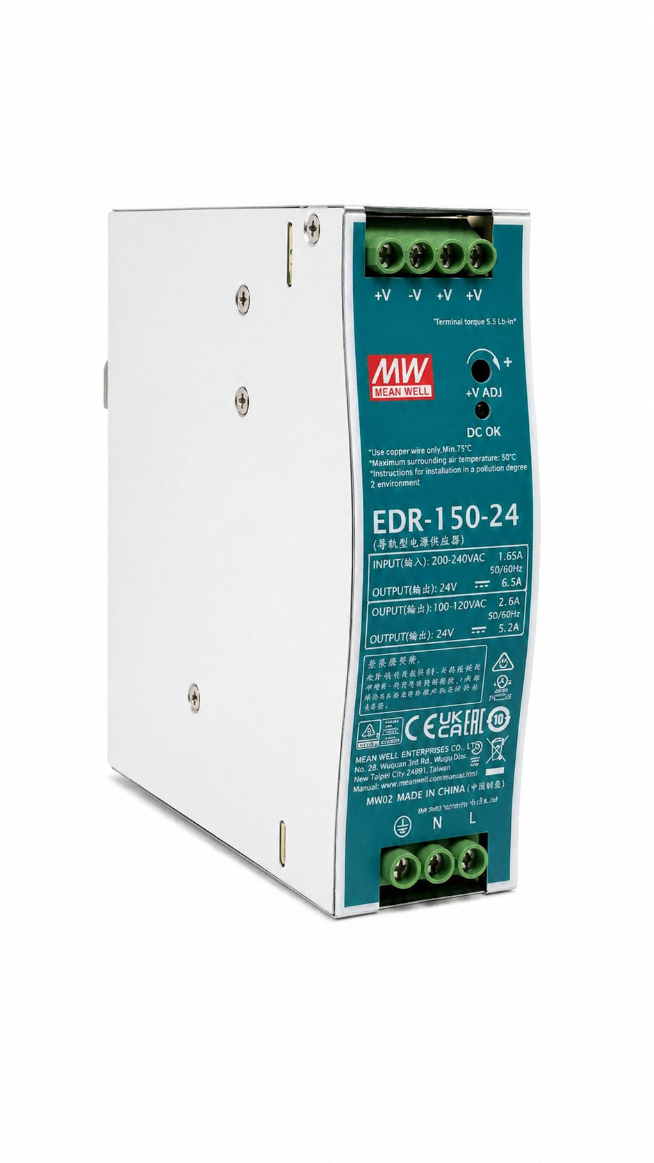 Fuente de poder Riel DIN metálica 150W EDR-150-24