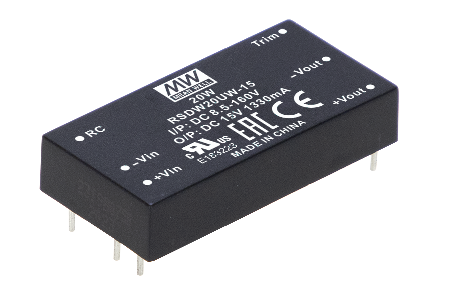 Conversor DC-DC módulo DIP amplio Vin de 8.5 a 160Vdc ferroviario 20W RSD-RDDW20UW - ±12V