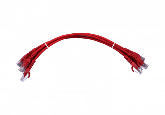 CP6R-03-4. LINKMADE Pack de 4 Cables Patch CAT6 Rojo LSZH 30cm Moldeados Multifilar 4x0,3m