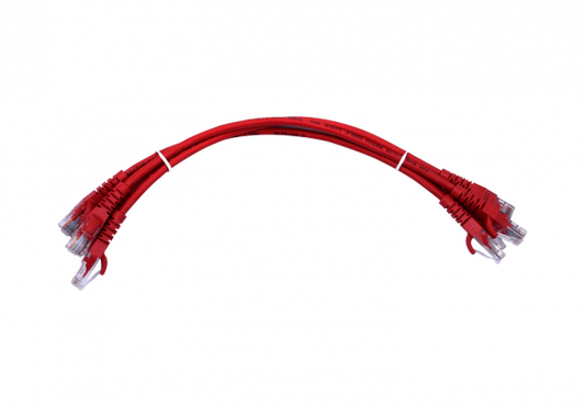 CP6R-03-4. LINKMADE Pack de 4 Cables Patch CAT6 Rojo LSZH 30cm Moldeados Multifilar 4x0,3m
