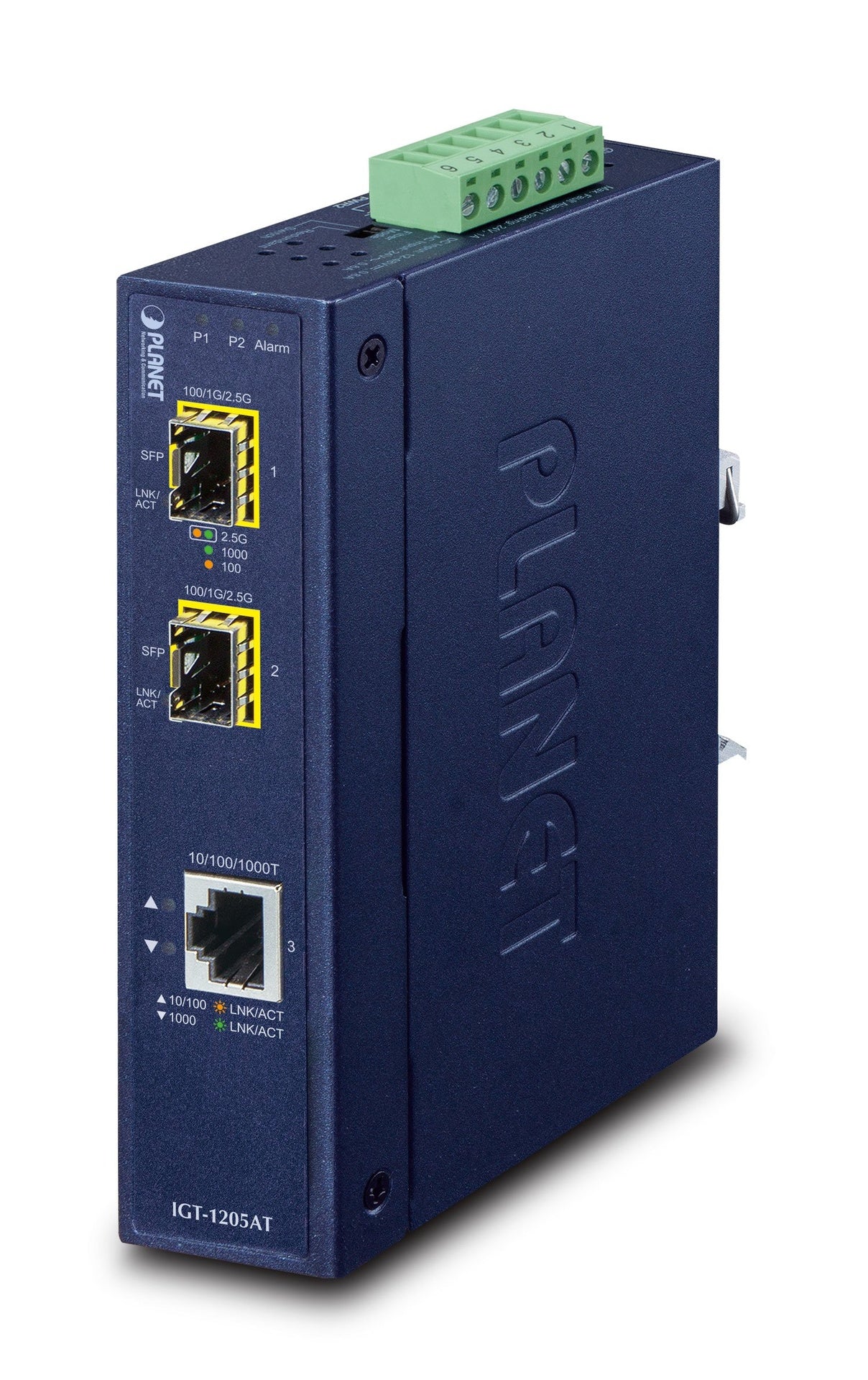 Convertidor de Medios SFP Industrial de 1 Puerto 10/100/1000T a 2 Puertos 100/1000/2500X