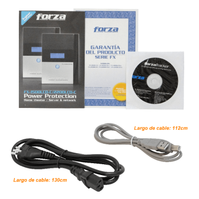 FX-1500LCD-C FORZA 130WH 2x9AH 1500VA 840W 2-C13 4-IH-Chile 1-C14 AVR USB 2-RJ UPS