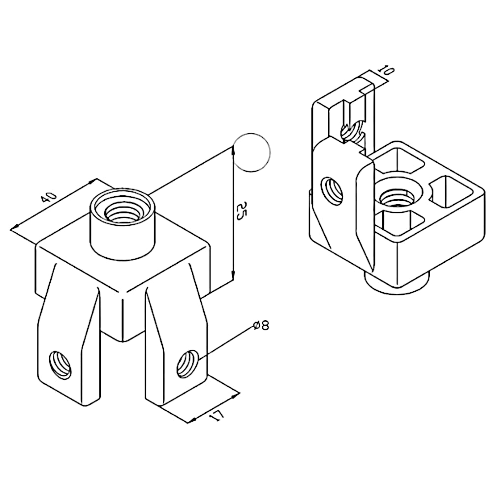 Base Para Pata Ajustable Perfil Tslot 40x40 mm (pack 4und)