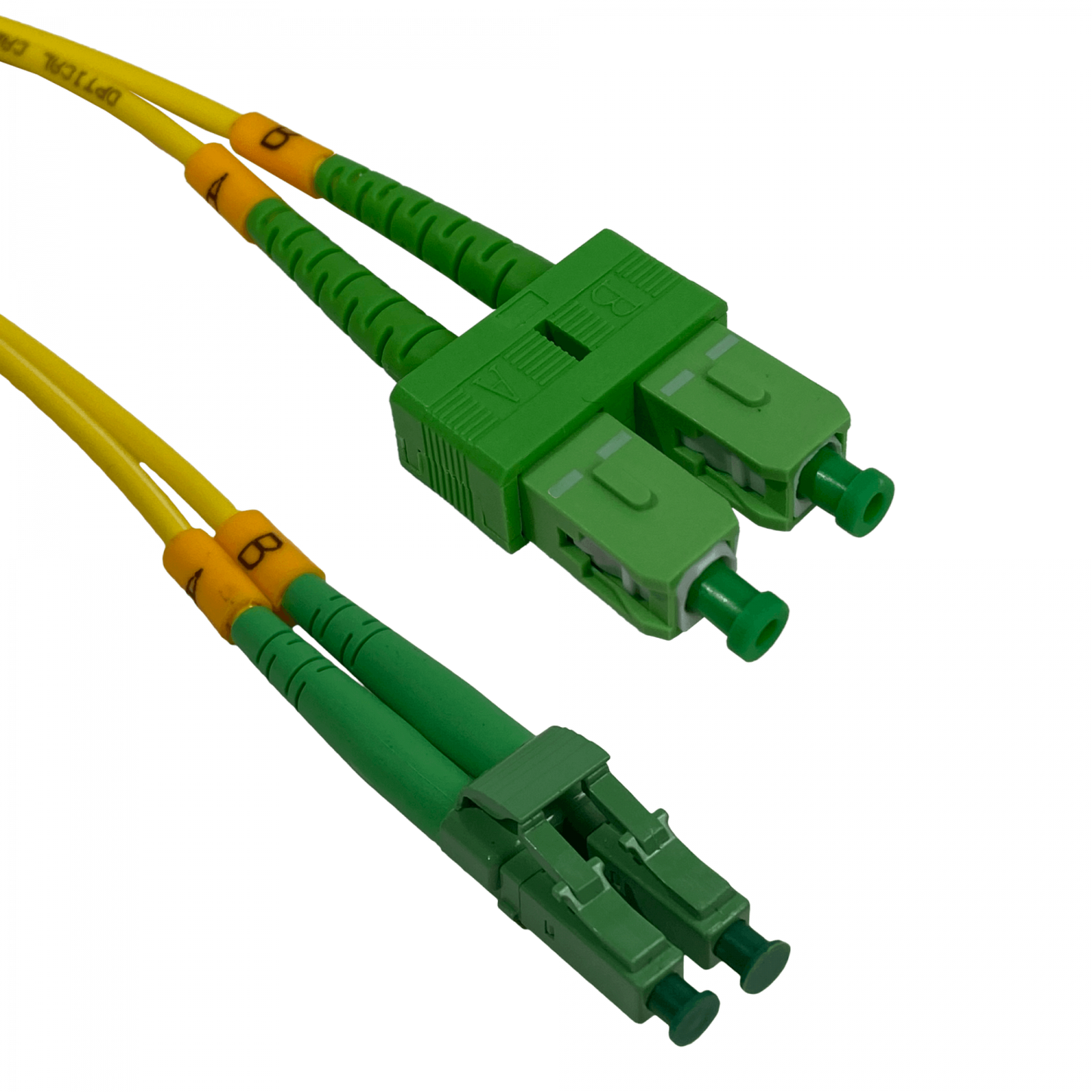 JFSAB1. 1 metro SC/APC a LC/APC monomodo SM dúplex cable jumper de fibra 9/125 µm de 3 mm