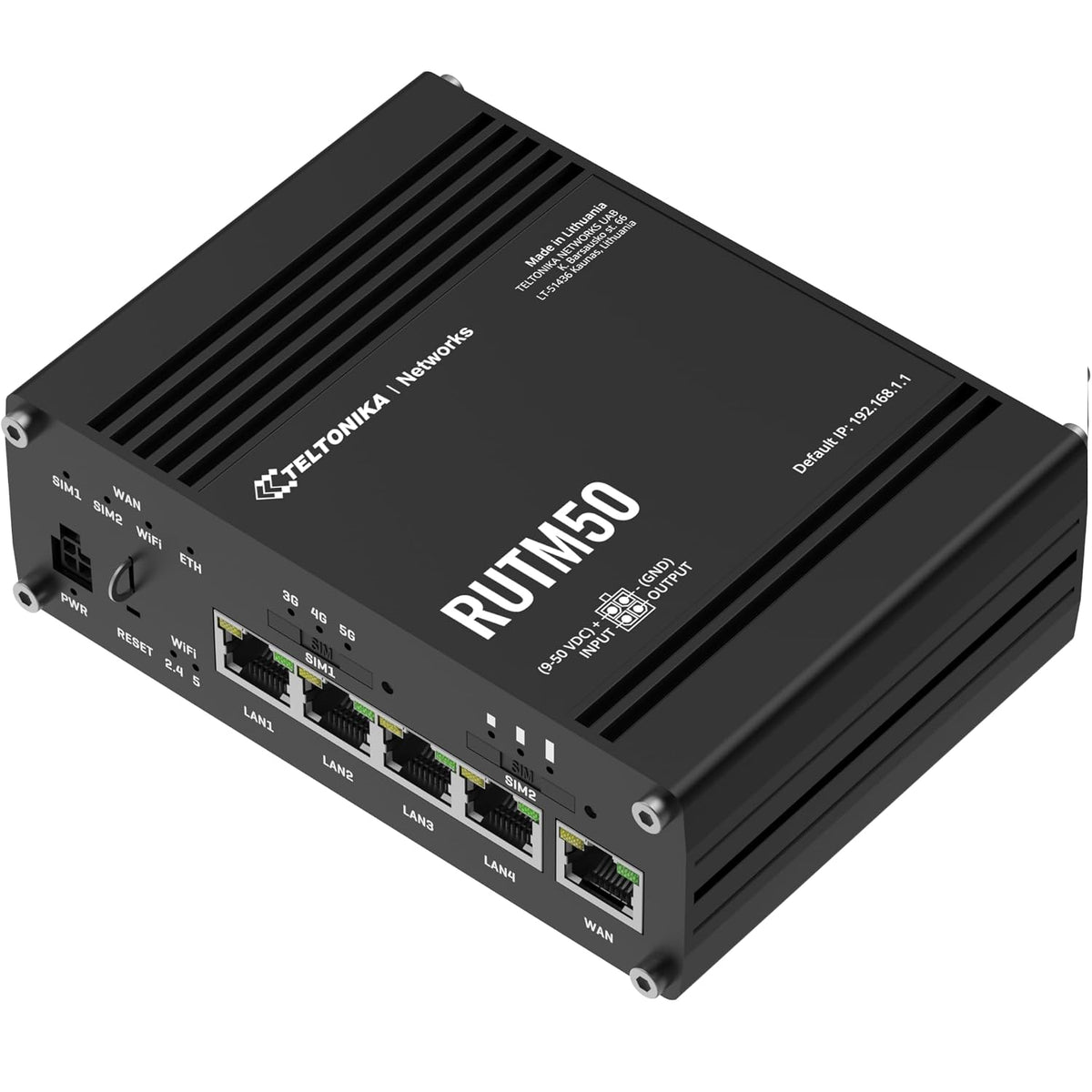 Enrutador móvil robusto 5G RUTM50, 3,4 Gbps, doble ranura SIM, Wi-Fi 5, 5 puertos Gigabit – Teltonika