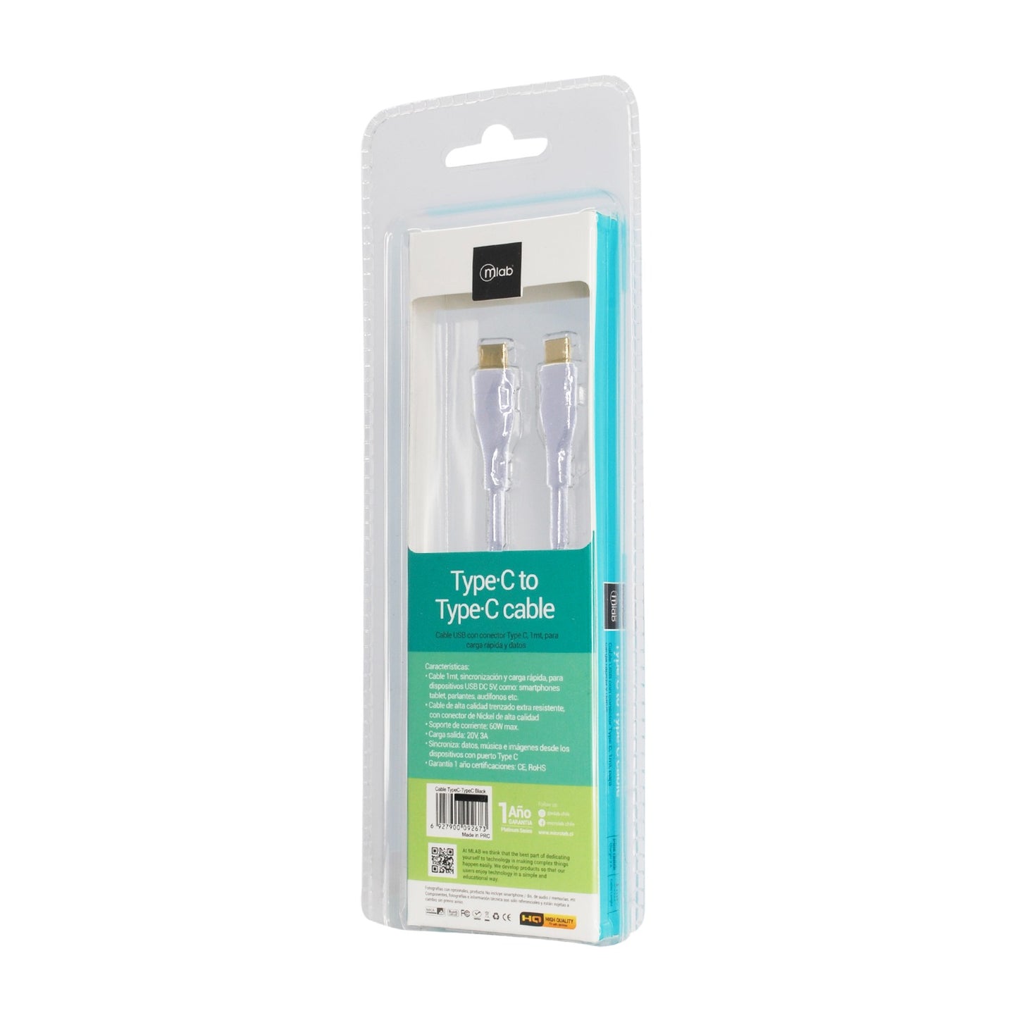 Conductor USB estándar C a estándar C tonalidad gris – Mlab