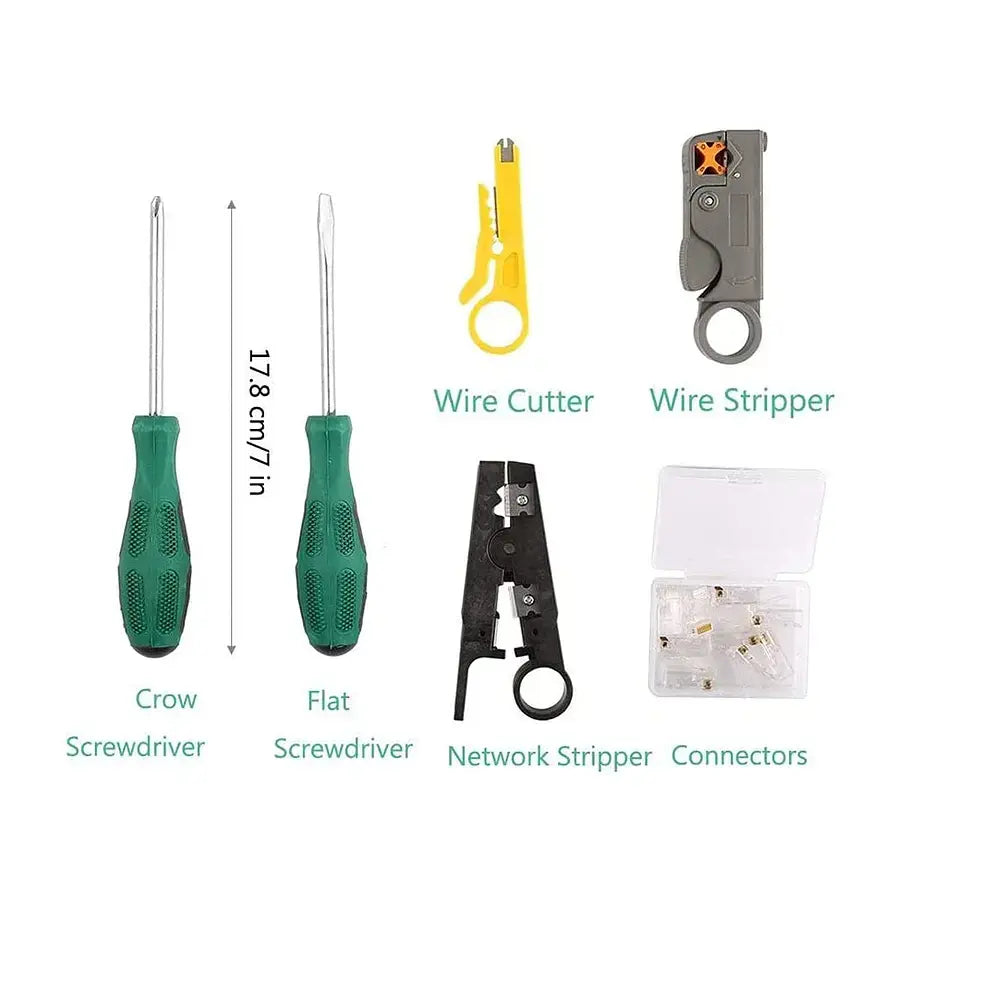 Conjunto de instrumentos para instalaciones de telecomunicaciones Crimpadora y Pelador de cable Rj45