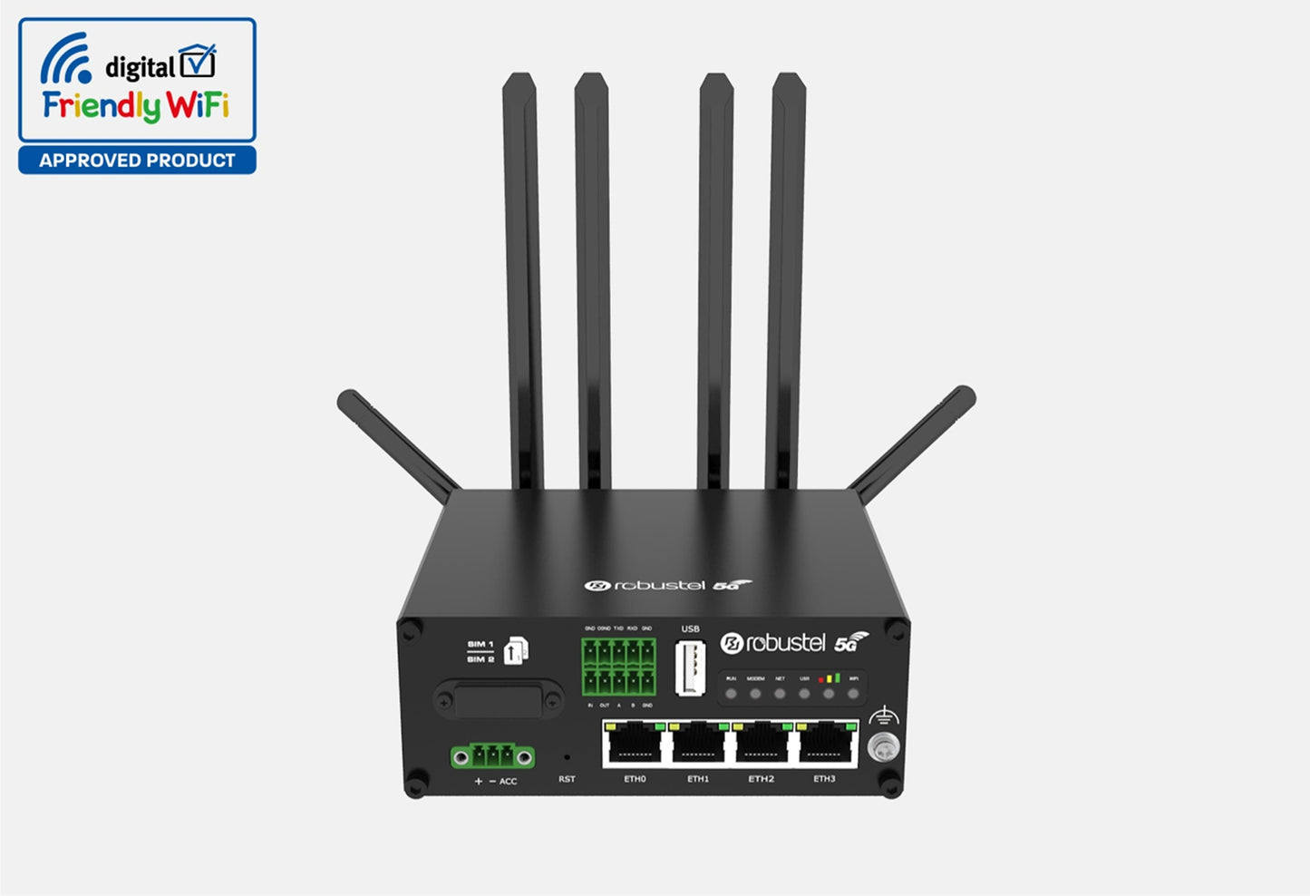 Router IoT 5G R5020 Dual SIM, 4xEth, 1xRS232, 1xRS485, 1xDI, 1xDO, 1 x Micro SD - 10 ~ 30 V DC