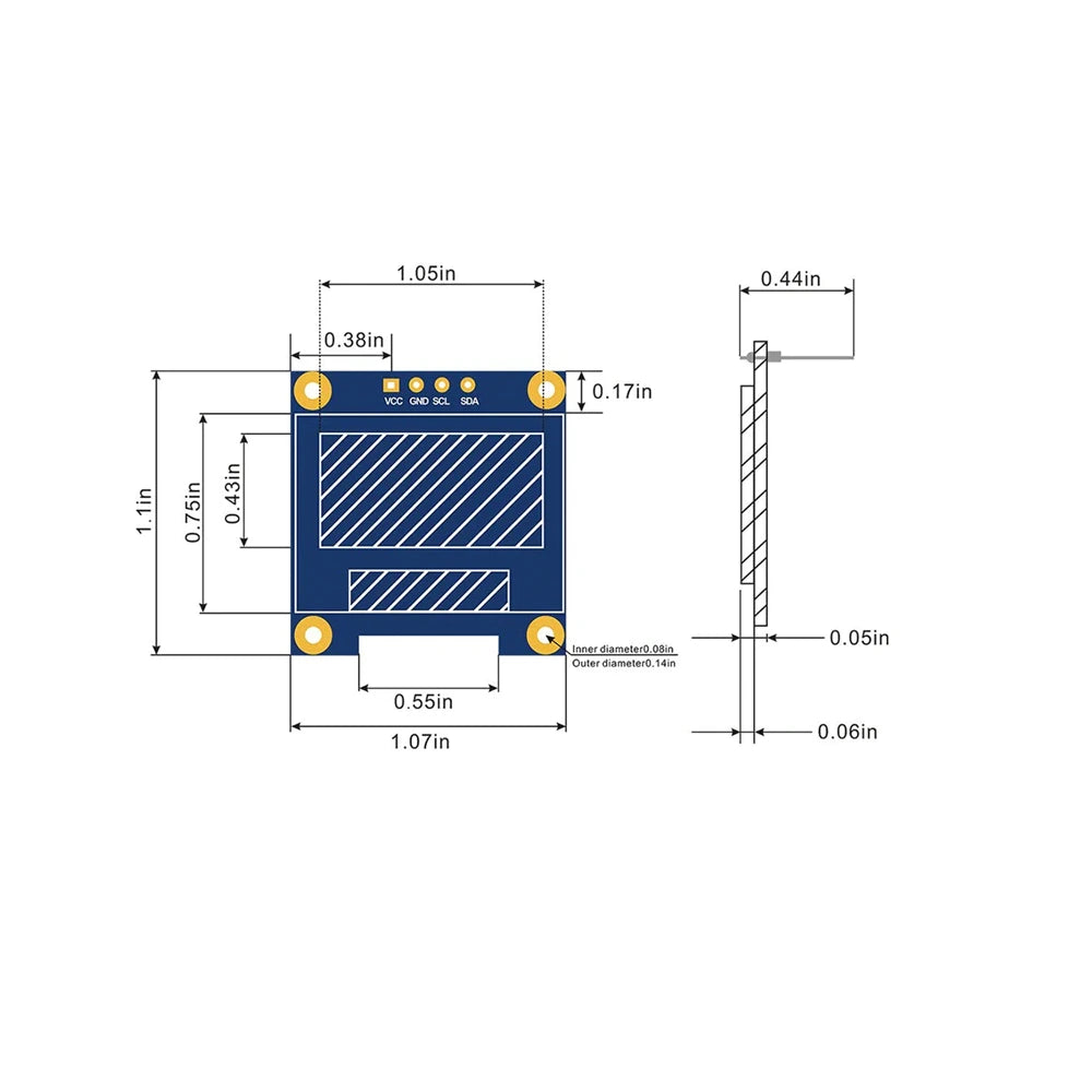 Pantalla OLED de 128 x 64 Píxeles Compatible con Interfaz I2C