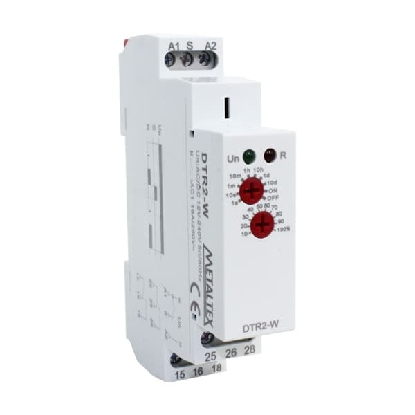 Temporizador analógico retardo de energización multitiempo serie DTR - 12 a 240VAC/DC - SPDT (1 Reversible)