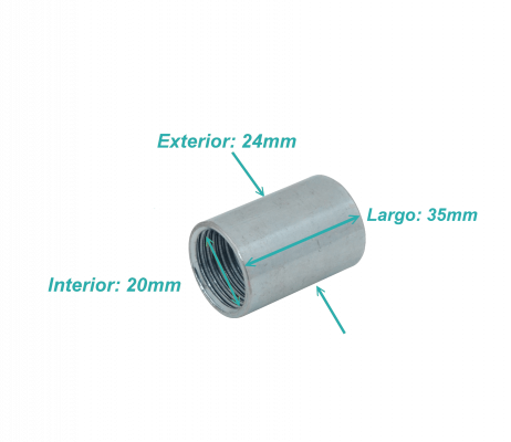 M12-COM IMC 1/2-Pulgada Acoplador Largo-35mm Rosca Interna 20/24mm-Diam-int/ext
