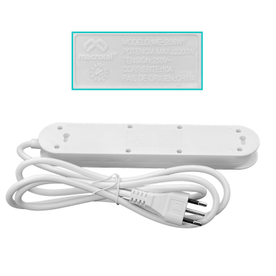 ELG-16 MACROTEL Alargador Chileno 1,5m Blanco 6 Tomas ME-206W1