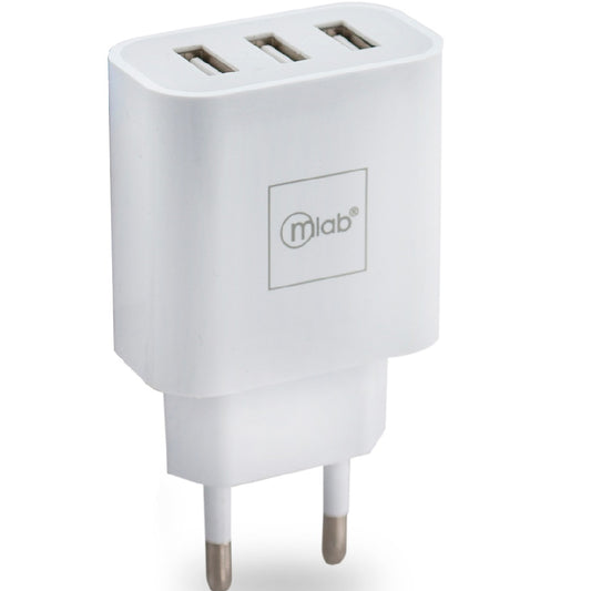 Adaptador de Corriente Mural con 3 Puertos USB Blanco – Mlab