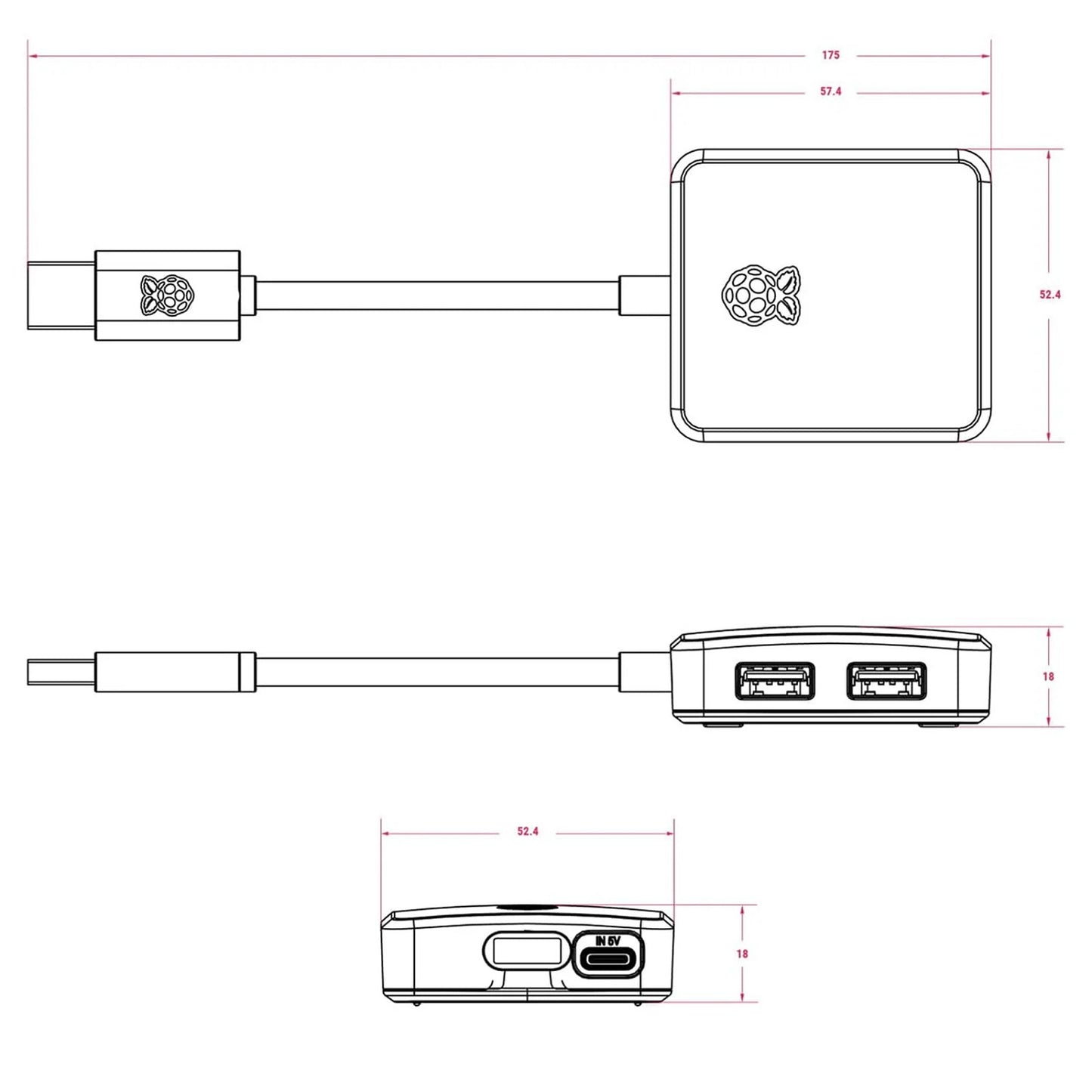 Concentrador USB 3 Oficial para Raspberry Pi