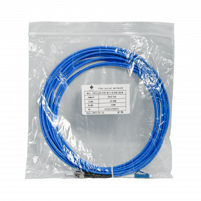 JBSLT5. Cable puente de fibra óptica monomodo simplex LC a ST de 5 metros, blindado, cubierta LSZH, diámetro 3,0 mm, núcleo 9/125 µm.