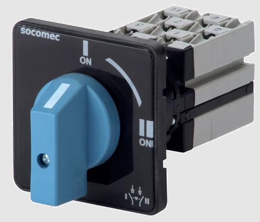 Conmutador de transferencia manual COMO CS Socomec, montaje DIN o placa trasera - I - 0 -II - 3 Polos - 25A