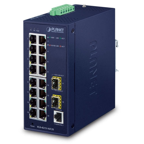 Switch Industrial Administrado SFP L2/L4 de 16 Puertos 10/100/1000T + 2 Puertos 100/1000X (-40~75 Grados C)