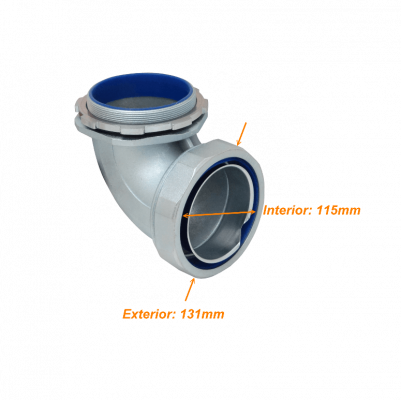 M110-SAC. Codo metálico de 110 mm para prensaestopas de flexible con aislamiento IP65