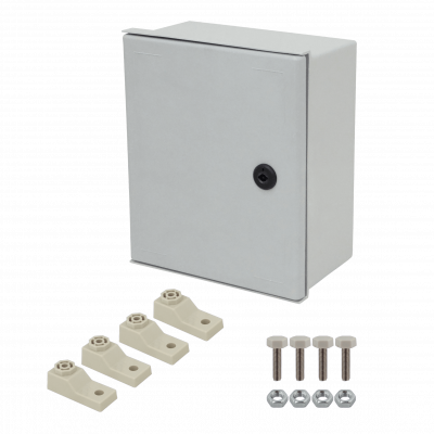 TIP-325. Caja estanca TIBOX de poliéster 300x250x140mm color gris IP65 RoHS con placa de montaje
