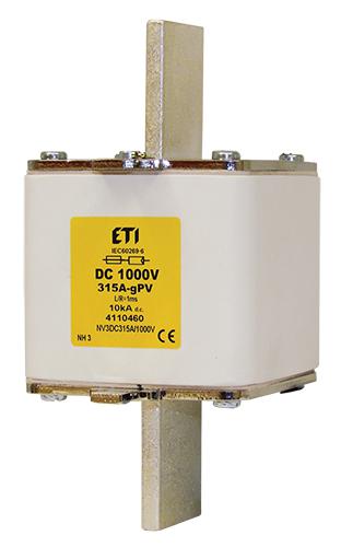 Fusible ETI 400A, 1000VDC curva gPV, tamaño NH3