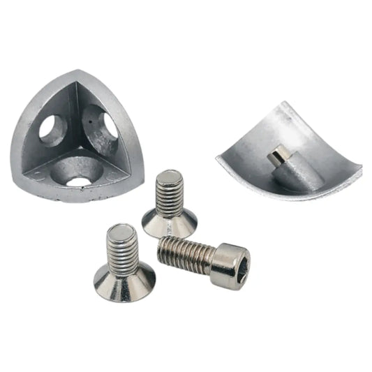 Conector semiesférico triple destinado a perfil tslot de 30x30 mm