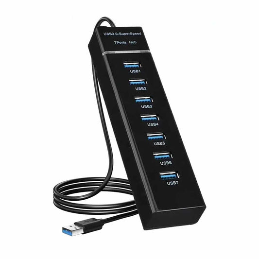 Concentrador USB 3.0 con siete conexiones y cable extendido de 1.2 metros