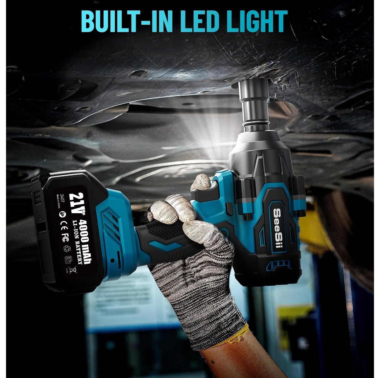Atornillador Neumático 1/2″ 1000Nm Portátil Seesii WH760 Incluye 2 Acumuladores