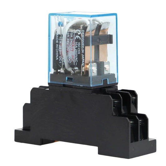 Dispositivo electromagnético conmutador (relay) energizado a 220Vac 10A configuración DPDT