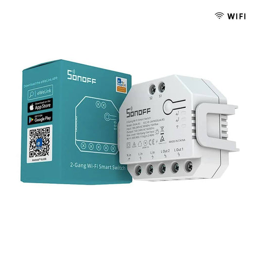 Control Inteligente WiFi Sonoff DUALR3 para Automatización de Puertas con Monitoreo de Consumo Eléctrico