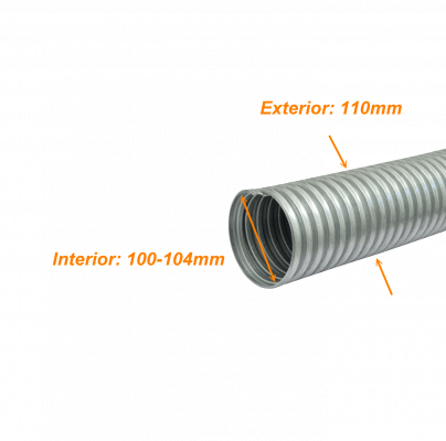 FLEXE110. Conducto flexible Solo-Metal de 110 mm, bobina de 10 m, diámetros exterior/interior 110/102