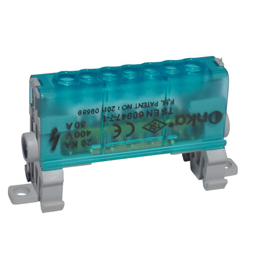 Bloque de distribución 6.5x9mm² unipolar con 7 bornes 2/5 – Onka