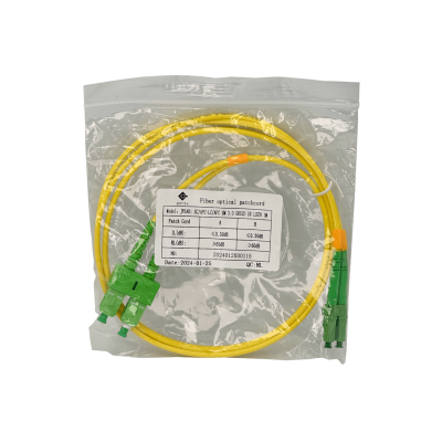 JFSAB1. 1 metro SC/APC a LC/APC monomodo SM dúplex cable jumper de fibra 9/125 µm de 3 mm