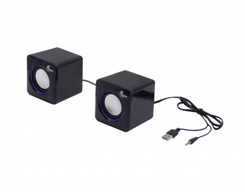 XTS-110 XTECH Mini Parlantes2.0 5W req-USB-Power 3,5mm-M cable-90cm 7x7x7cm