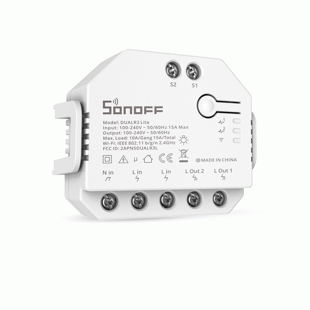 Relé Inteligente Sonoff DUALR3 Lite de Doble Circuito y Mando de Velocidad