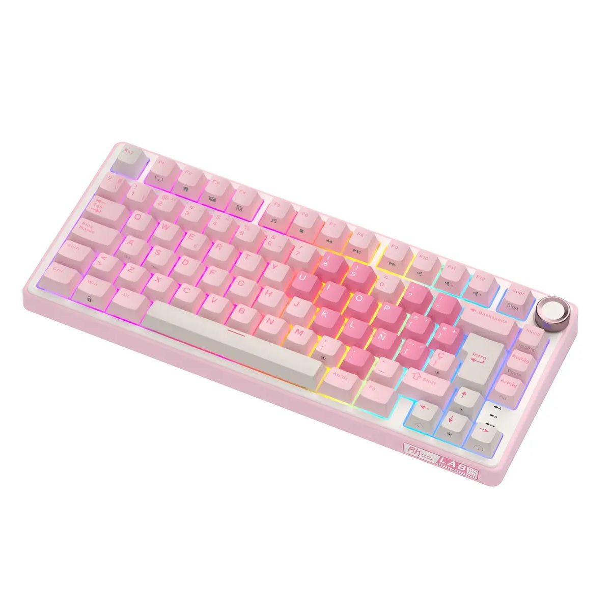 Teclado Mecánico Rosa RK R75 Melodía Rosada en Español con Iluminación RGB e Intercambio en Caliente