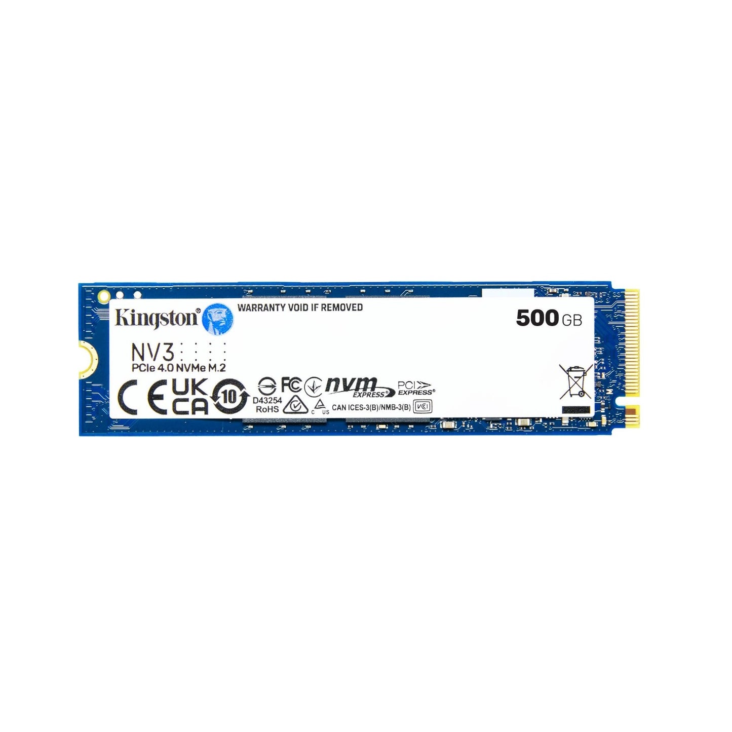Almacenamiento SSD Kingston NV3 500GB Formato M.2 2280 Interfaz NVMe PCIe 4.0 x4, Velocidad de Lectura 5000MB/s y Escritura 3000MB/s