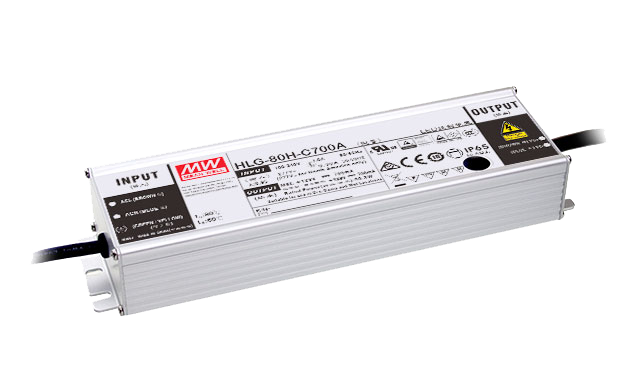 Driver LED carcasa metálica corriente 80W HLG-80H-C - 350mA (comúnmente usado) - AB - Ajuste Potenciómetro (Io) + 3 en 1