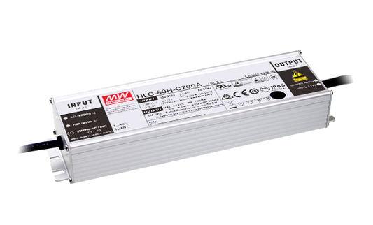 Driver LED carcasa metálica corriente 80W HLG-80H-C - 350mA (comúnmente usado) - AB - Ajuste Potenciómetro (Io) + 3 en 1