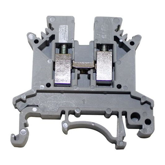 Bornera riel din 2.5mm² 24A con tornillo de fijación Serie BS - Gris