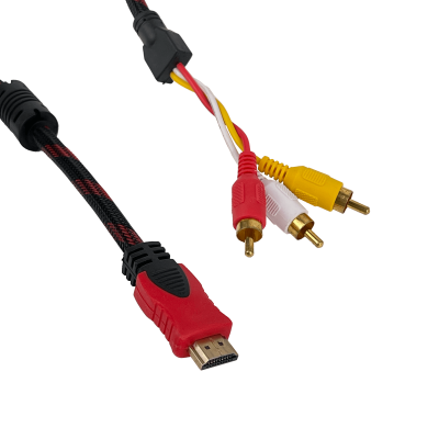 HDMI-3RCA. Conector HDMI macho a 3 conectores RCA macho, longitud 150 cm, resolución 1080p