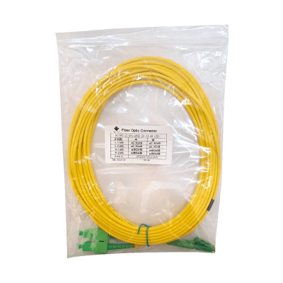 JFSAB6. Cable puente de fibra óptica monomodo SM dúplex de 6 metros con conectores SC/APC a LC/APC, núcleo de 9/125 µm y cubierta de 3 mm