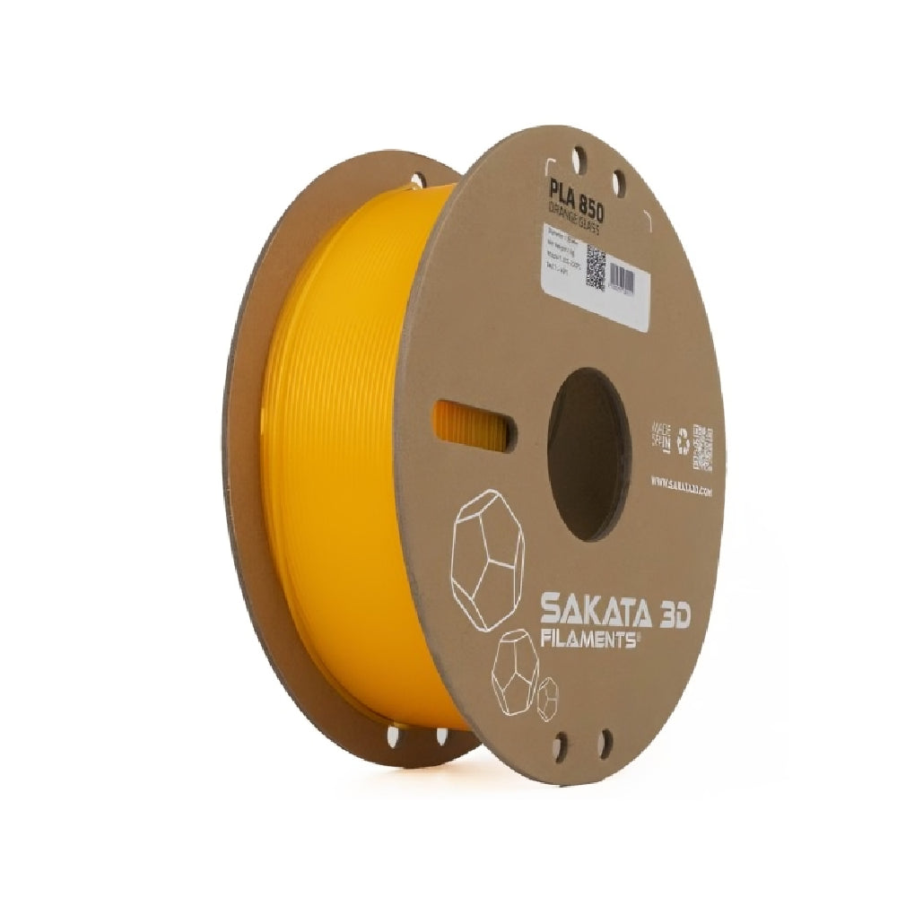 Material Filamentoso PLA 850 GLASS Semi-Transparente Tonalidad Naranja Diámetro 1.75mm Peso 1kg – Sakata 3D